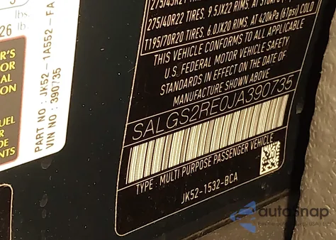 2018 Land Rover Range Rover 5.0L V8 Supercharged from USA, damaged, VIN SALGS2RE0JA390735